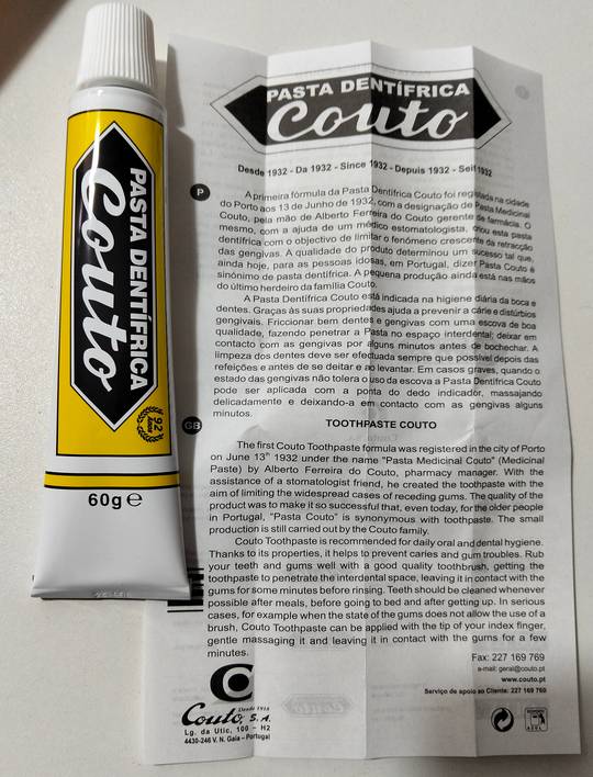 Pasta dentifrica Couto bula